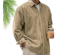 Pacificozy Men's Stylish Corduroy Urban Casual Daily Long-Sleeved Shirt, Casual Daily Long-Sleeved Shirt (Khaki,M)
