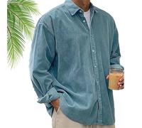 Pacificozy Men's Stylish Corduroy Urban Casual Daily Long-Sleeved Shirt, Casual Daily Long-Sleeved Shirt (Light Blue,4XL)