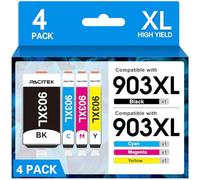 PACITEK 903XL Multipack Cartuchos de Impresora Compatible para HP 903XL HP 903 para HP Officejet Pro 6970 6960 para Officejet 6950 6960 Impresoras Todo en Uno ( Negro, Cian, Magenta Amarillo