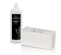 Pack 1 Litro de Gel Conductor Ultrasonido Alta Viscosidad + 100 Toallas Desechables Spunlace 40 x 80 cm