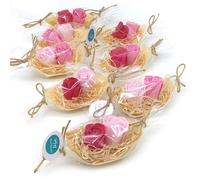 Pack 10 barcas con flores para regalo invitados (Rosa) - Rosas de jabón para baño aromático. Detalle original para eventos, bodas, cumpleaños...