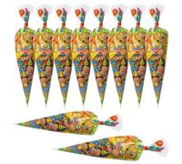 Pack 10 Conos Chuches Cumpleaños sin Gluten | Cucuruchos Chuches Rellenos | Bolsas Gominolas Preparadas para Fiestas Infantiles, Piñatas y Eventos.