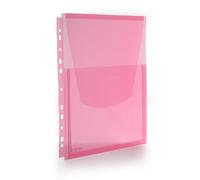 Pack 10 Dossier Bolsa para con fuelle de 2 cm de Gran capacidad y multitaladro para Archivar en anillas -Polipropileno 100% Reciclable de gran resistencia y Calidad by Office Box (Rojo)