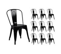 Thinia Home Pack 10 Sillas Apilables Industriales de Acero 45x45x85cm Thinia Home