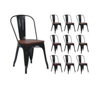 Pack 10 sillas industriales de acero y madera thinia home