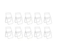 Pack 10 Sillas Plegables Blancas Eventos - Estructura Hierro Reforzado y Asiento Plástico Rígido - Ligera, Apilable y Resistente para Catering, Oficinas y Ceremonias - Diseño Ergonómico (75x40x39 cm)