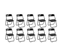 Pack 10 Sillas Plegables Negras Eventos - Estructura Hierro Reforzado y Asiento Plástico Rígido - Ligera, Apilable y Resistente para Catering, Oficinas y Ceremonias - Diseño Ergonómico (75x40x39 cm)