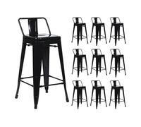 Thinia Home Pack 10 Taburetes Altos Industriales Apilables de Acero 41x41x85cm Thinia Home