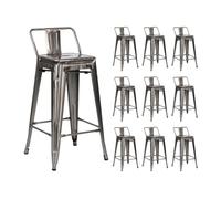 Pack 10 taburetes altos industriales de acero thinia home