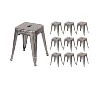 Pack 10 taburetes bajos industriales de acero thinia home