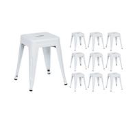 Pack 10 taburetes bajos industriales de acero thinia home