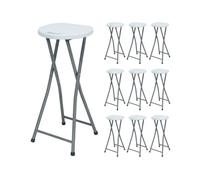 THINIA HOME Pack 10 Taburetes Plegables Alto Blanco 30x76cm