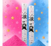 Pack 10 Uds de Cañones Confeti Fiesta Revelación de Género Sexo Rosa o Azul 40 cm - Cañón Fiesta Revelación Sexo Bebé Niña Niño Niñas Niños - Baby Shower Gender Reveal (Azul)