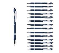 Pack 100 bolígrafos Personalizados con tu nombre o texto | Chrome Azul | Puntero para dispositivos móviles | Grabado a láser | Lote bolígrafos publicitarios, bodas, comuniones, merchandising