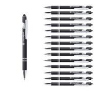 Pack 100 bolígrafos Personalizados con tu nombre o texto | Chrome Negro | Puntero para dispositivos móviles | Grabado a láser | Lote bolígrafos publicitarios, bodas, comuniones, merchandising