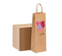 Pack 100 Bolsas Personalizadas para Botellas de Vino | Con Logo o Foto | Regala tu Botella Con la Mejor Presentación | En Papel Kraft | Para Bodas, Navidad, Comuniones, Publicidad 11x36x10cm