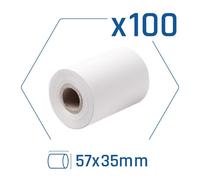 Pack 100 rollos papel térmico datáfono 57x35 mm