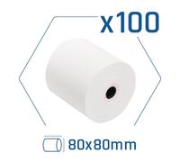 Pack 100 rollos papel térmico sin bpa 80x80mm