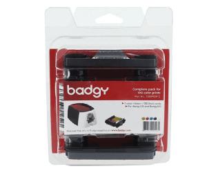 pack 100 tarjetas + consumibles de impresion color para 100 impresiones badgy cbgp0001c