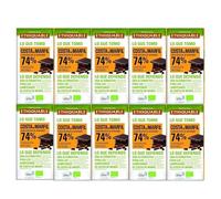 Pack 10x Chocolate Negro 74% Bio 100g | Ethiquable | Cacao de Costa de Marfil | Comercio Justo | Tabletas de Chocolate Ecológico | Vegano y Sin Gluten