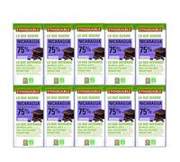 Pack 10x Chocolate Negro 75% Bio 100g | Ethiquable | Cacao de Nicaragua | Comercio Justo | Tabletas de Chocolate Ecológico | Vegano y Sin Gluten