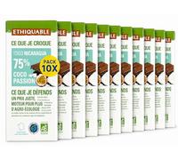 Pack 10x Chocolate Negro 75% Coco y Maracuyá EthiquableE Bio 100 g | 10 Tabletas de 100 g (Total 1 kg) | Chocolate Ecológico con Fruta