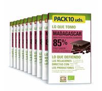 Pack 10x Chocolate Negro 85% Madagascar Ethiquable Bio 100 g | 10 Tabletas de 100 g (Total 1 kg) | Cacao Ecológico de Origen Madagascar | Sabor Intenso y Aromático | Comercio Justo