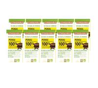 Pack 10x Chocolate Negro Perú 100% Bio 100g | Tabletas de Chocolate Ecológico | Comercio Justo | Sin Azúcar | Vegano y Sin Gluten