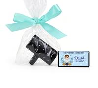 Pack 12 Ambientadores coche personalizados, Incluye envoltorio, Detalles originales, Detalles personalizados, Detalles invitados comunión, Regalantes (Modelo PUNTOS AZULES, Pack 12 piezas)