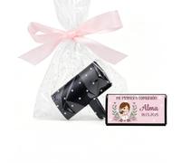 Pack 12 Ambientadores coche personalizados, Incluye envoltorio, Detalles originales, Detalles personalizados, Detalles invitados comunión, Regalantes (Modelo PUNTOS ROSAS, Pack 12 piezas)