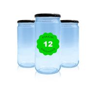 Pack 12 Botes,frascos,tarros,envases de cristal con tapa/cerradura,ideal para almacenaje de comida,conserva,frutas y verduras.Diferentes tamaños y colores. (Negro, 720ml)