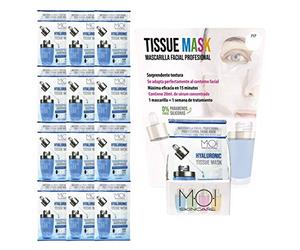 Pack 12 Mascarillas faciales Hyaluronic Tissue Mask hidratación intensa con ácido hialurónico 1 uso M·O·I SkinCare con Expositor de REGALO