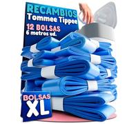 Pack 12 Recambios Papelera Pañales XL - 6 Metros por Unidad (72M Totales) - Aroma Talco Bebé - Bolsa Pañales Compatible Tommee Tipee Twist & Click, Simplee Sangenic, Sangenic Tec