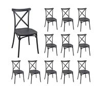 7H SEVEN HOUSE 7house Pack 12 Sillas Apilables para Catering Charlotte de Resina de Fibra de Vidrio 50x44x87.5cm Blanco/Gris Oscuro