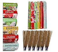 Pack 120 Varillas de Incienso Hippie Bohemio Artistas - Aromas par la CREATIVIDAD: Opium, Cannabis, Patchouli, Antistress, Egipto y Oudh - Ideal para Meditación, Yoga, Chakra, Hogar Boho