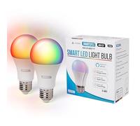 Pack 2 Bombillas LED Inteligentes E27, RGB y Blanco Regulable, WiFi 2,4 GHz, Compatible Alexa, Google Home y Apple HomeKit, Focos Empotrables LED, Smart Home, Domótica para el Hogar