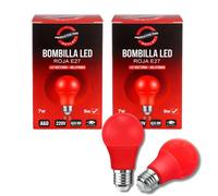 Pack 2 Bombillas LED Rojas 9W Anti Flicker | Bombilla Roja sin Flicker para Dormir | Luz Nocturna Melatonina | Red Light Therapy | Lámpara Nocturna | Luz Roja Bebé | Rosca E27 (9, Vatios)