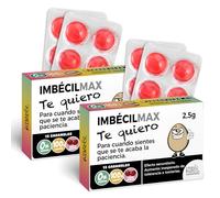 Pack 2 Cajas caramelos Divertidos para San Valentín | IMBÉCILMAX | Regalo con 24 Caramelos sin Azúcar | Regalo Original para Parejas, Amigos y Familia | Sabor Cereza