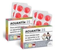 Pack 2 cajas de caramelos AGUANTÍN 25 | 24 caramelos sin azúcar sabor cereza | Regalo con humor para bodas de plata: 25 años de paciencia, amor y tolerancia bien sazonados