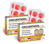 Pack 2 cajas de caramelos de broma en blister | CINCUENTADOL | Regalo divertido con 24 caramelos sin azúcar | Cumpleaños sarcástico para hombres de 50 años | Humor, amigos, familia y broma genial