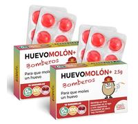 Pack 2 cajas de caramelos HUEVOMOLÓN+ Bomberos | 24 caramelos sin azúcar sabor cereza | Regalo doble original para bomberos valientes que lo apagan todo (menos su carisma)