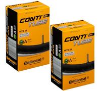 Continental Pack 2 cámaras MTB 26 1.75-2.5, válvula Schrader (Gruesa), 42 mm, Unisex Adulto, Negro, [47-559->62-559]