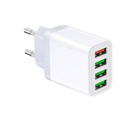 Pack 2 Cargador USB de Pared Multipuerto 4 Puertos con Carga Rápida Quick Charge 3.0, Ideal para Carga Eficiente de Dispositivos Móviles.