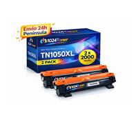 (Pack 2) Cartucho Tóner Compatible Brother TN-1050XL Negro - 2000 Páginas - para Brother DCP-1612W, DCP-1610W, HL-1110, HL-1210W, MFC-1810 y MFC-1910W