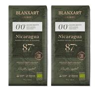 Pack 2 Chocolate Negro sin Azúcares Nicaragua 87% Blanxar Bio 75 g, 150 g total, tableta ecológica de cacao de origen único, sin azúcares añadidos ni edulcorantes