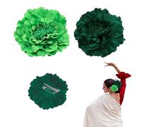 Pack 2 | Clips de Pelo de Clavel para Flamenca | Flor Flamenca Pelo | Peineta Flamenca y Accesorios para la Feria de Abril | Sevillana, Boda y Fiesta | Verde Esmeralda