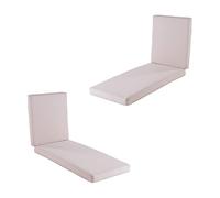 Pack 2 cojines para tumbona de exterior estándar Olefin color crudo, Medidas 190x60x10 cm, No pierde color, Desenfundable, Funda de cojín con relleno para tumbona de jardín, Cojín hamaca de piscina