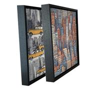 Pack 2 cuadros en Lienzo decorativo moderno con imagen de ciudad Nueva York | Cuadro para pared estilo urbano en caja americana negra 27x27 cms cada cuadro | Arte para casa, oficina o apartamento.