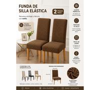 Pack 2 de Silla Elástica - Protector Ajustable para Sillas de Comedor, Tela y Elástica, Antideslizante, Lavable y Fácil de Instalar, Ideal para y Proteger tus Sillas del Hogar