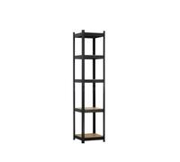 Pack 2 Estantería Metálica Estrecha Negra 40x40x180 cm, Estructura Vertical de Hierro Pintado en Polvo y Baldas de MDF, Almacenaje para Espacios Reducidos, Baño, Cocina, Pasillo, Garaje y Trastero